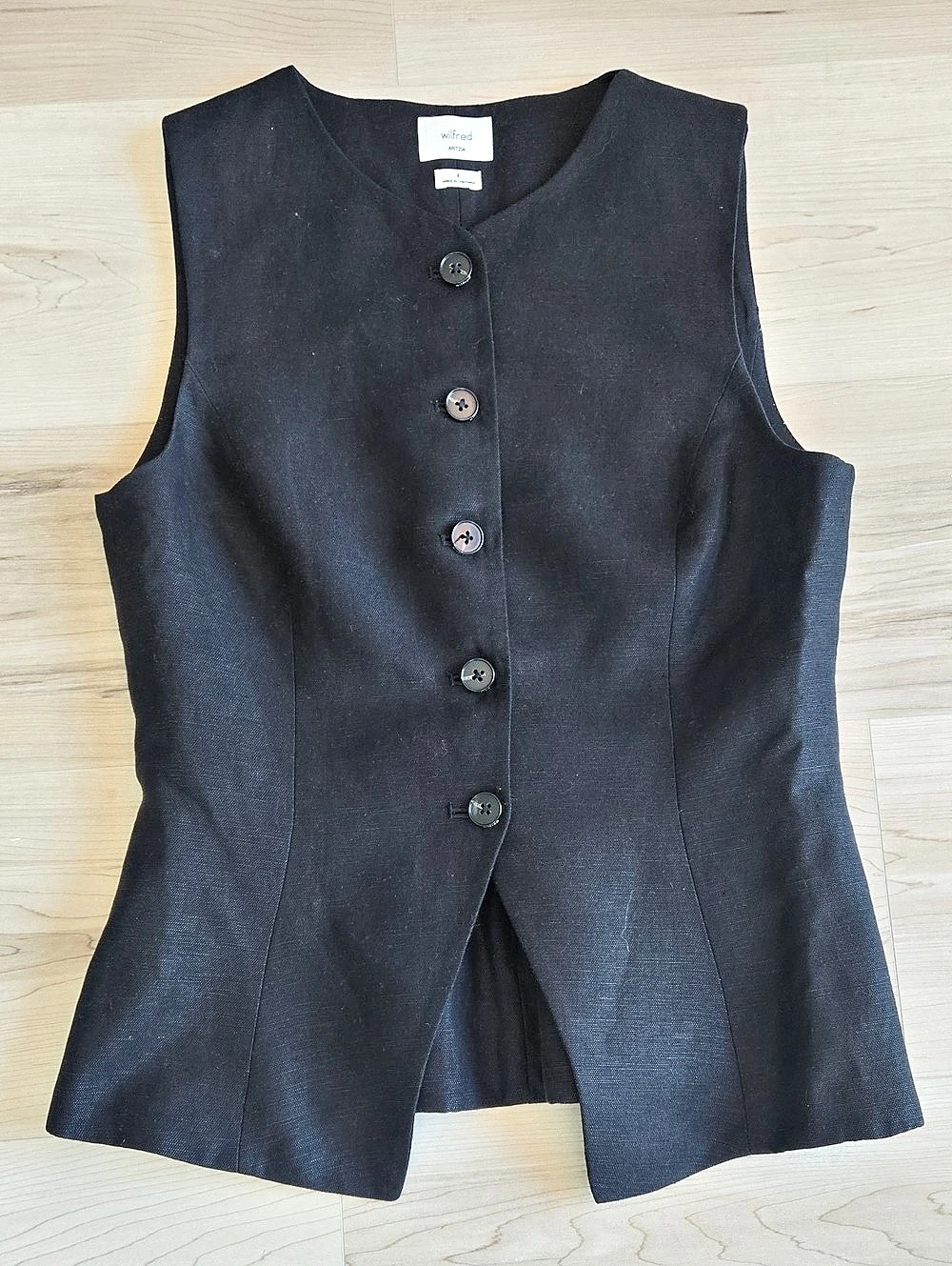 Wilfred Regal Vest (Linen) Black Size 4
